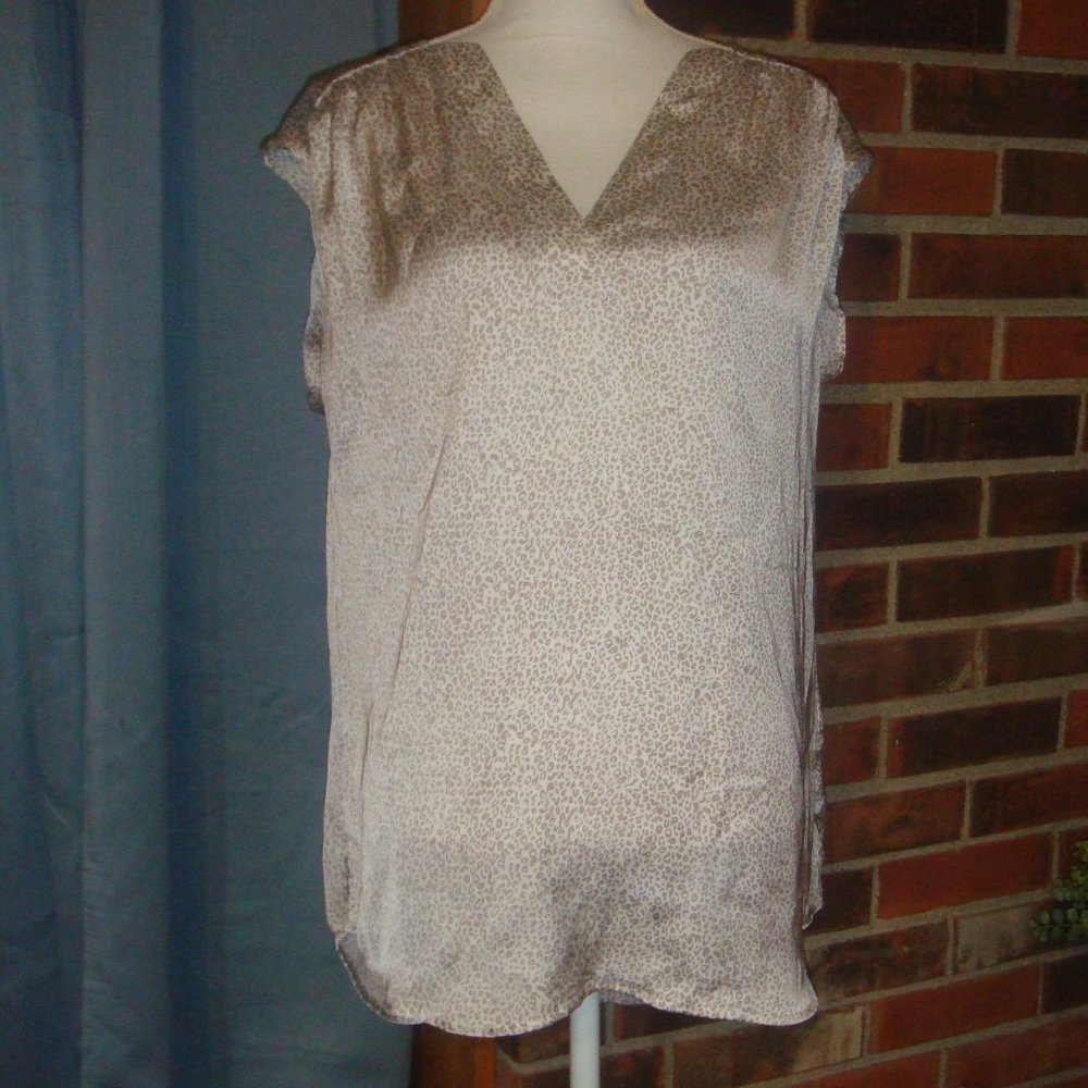 A New Day Split Neck Satin Animal Print Sleeveless Top M